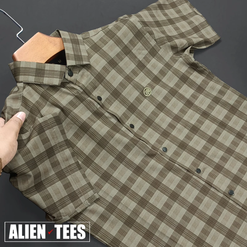 H112  Muesli Check Half Shirt