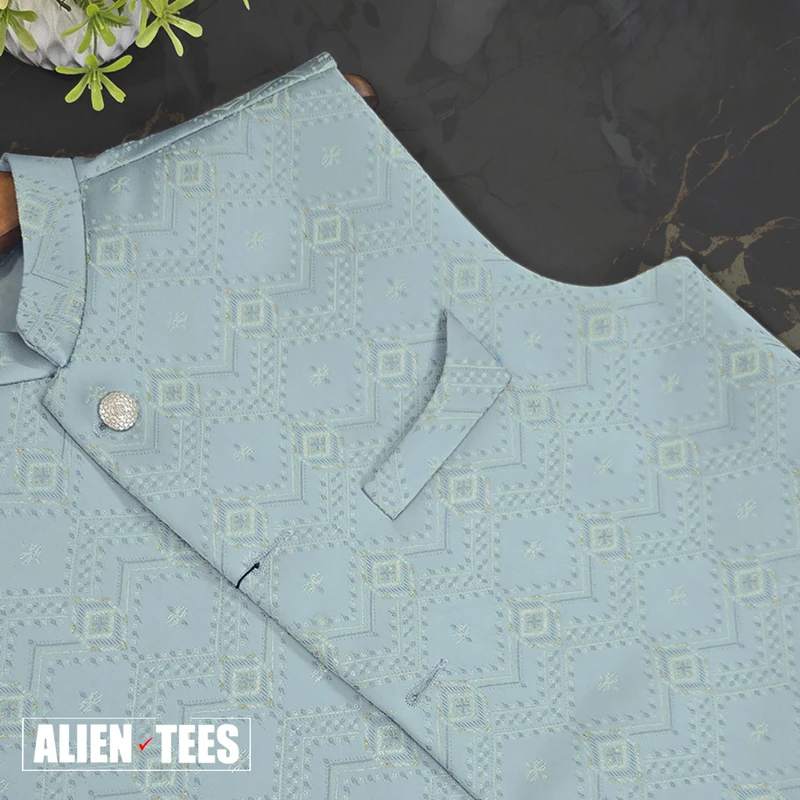 K002 Pastel Blue Waistcoat - Image 3