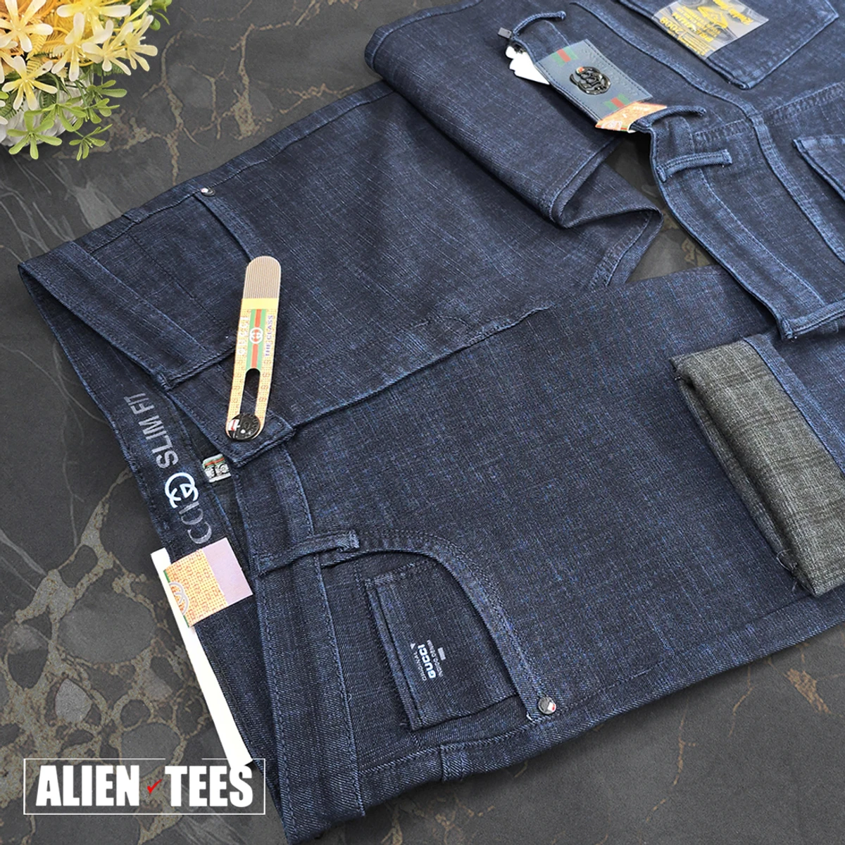 J188 Midnight Blue Weave Denim - Image 5