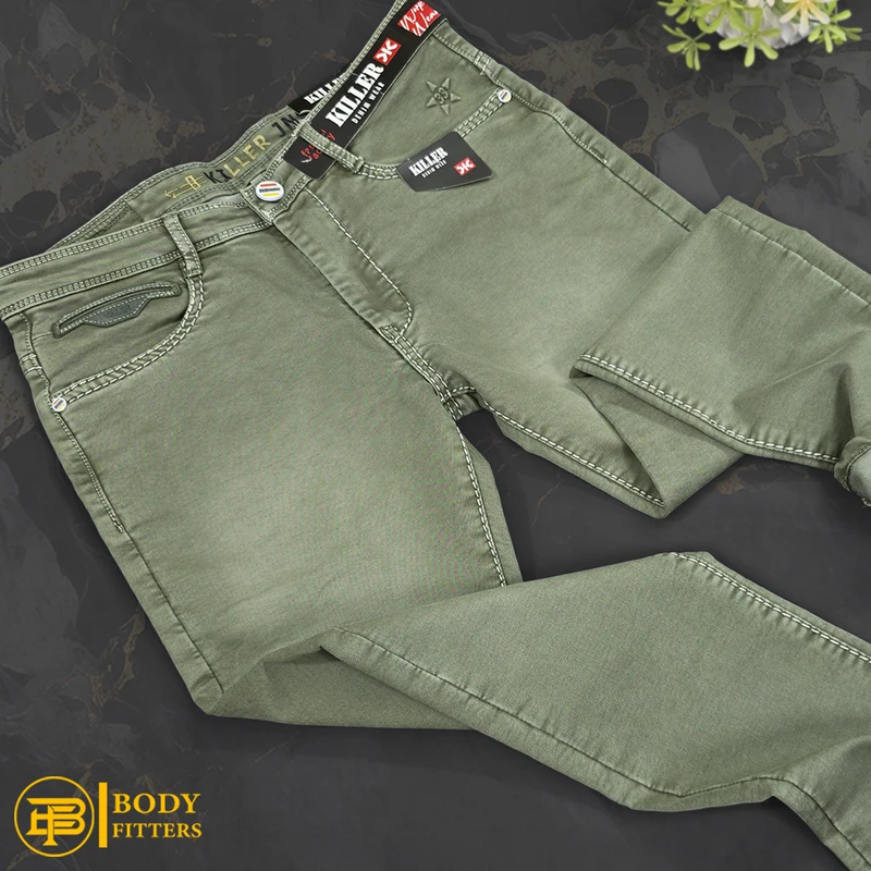 J164 Olive Green Jeans Pant