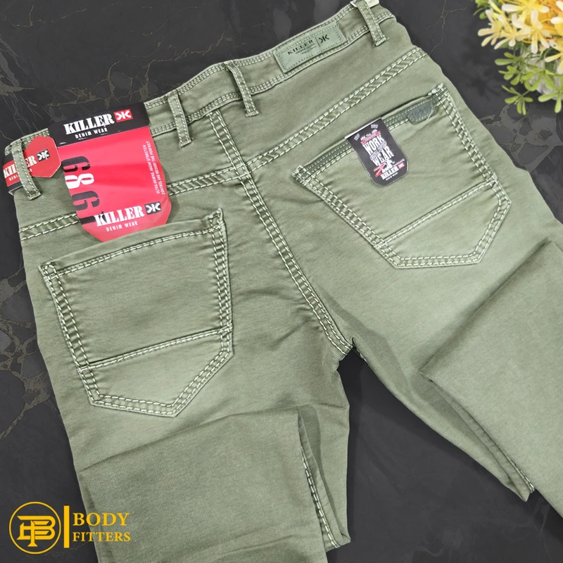 J164 Olive Green Jeans Pant