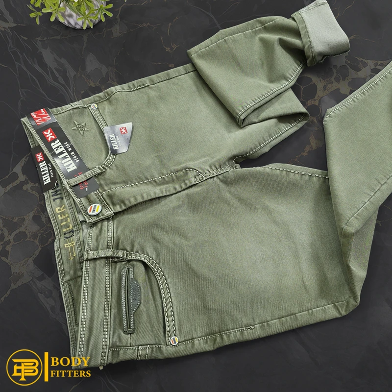 J164 Olive Green Jeans Pant - Image 3