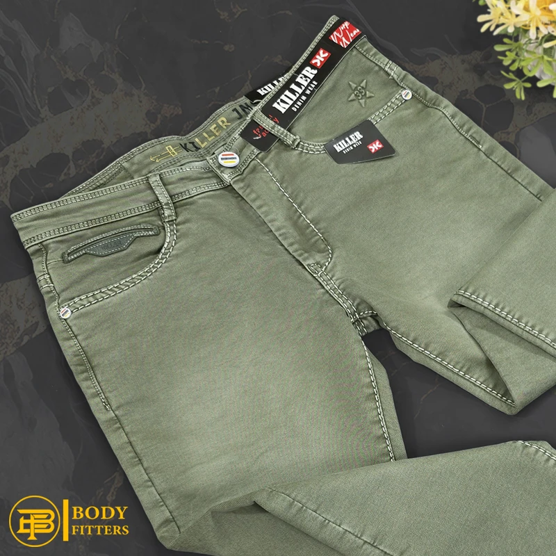 J164 Olive Green Jeans Pant - Image 4