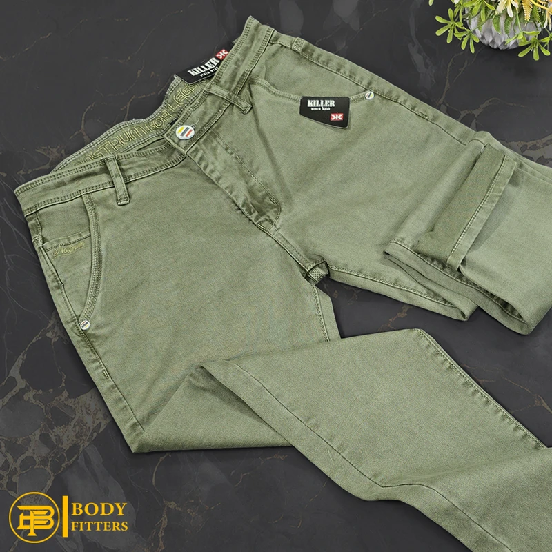 J168 Olive Green Jeans Pant