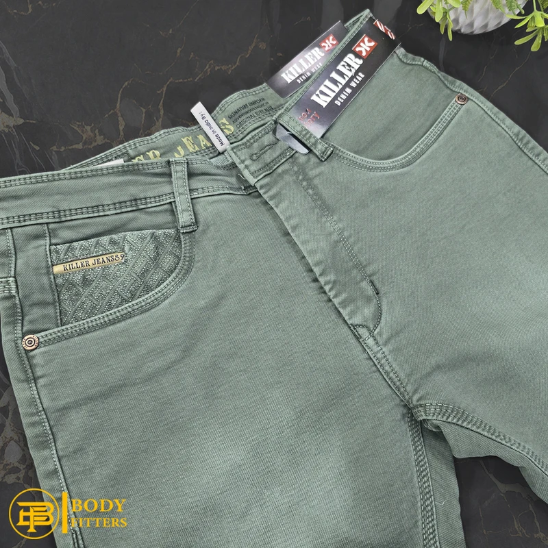 J186 Sea Green Faded Jeans Pant - Image 3