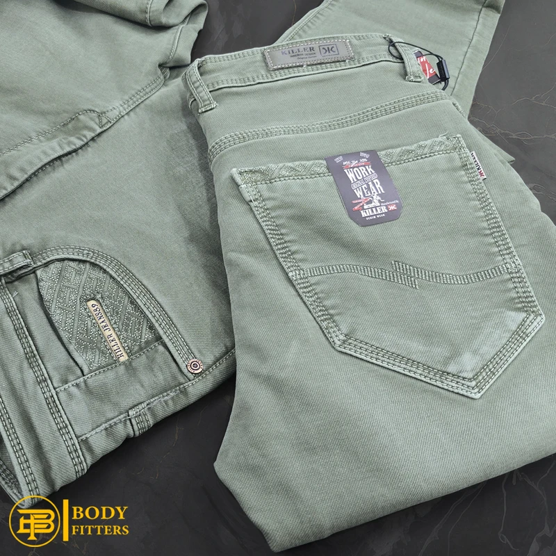 J186 Sea Green Faded Jeans Pant