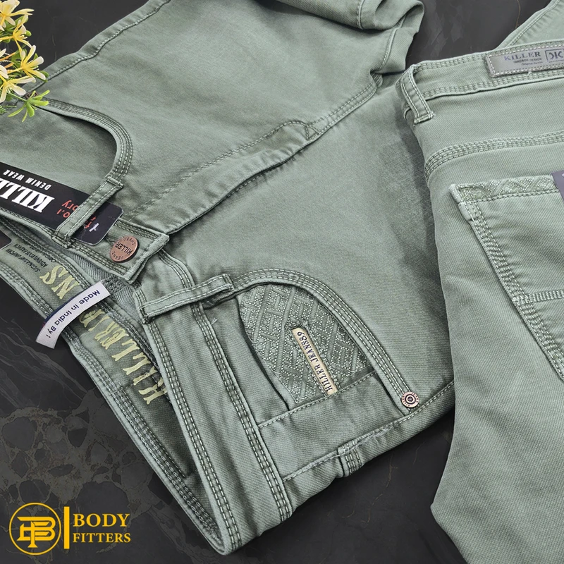 J186 Sea Green Faded Jeans Pant - Image 4