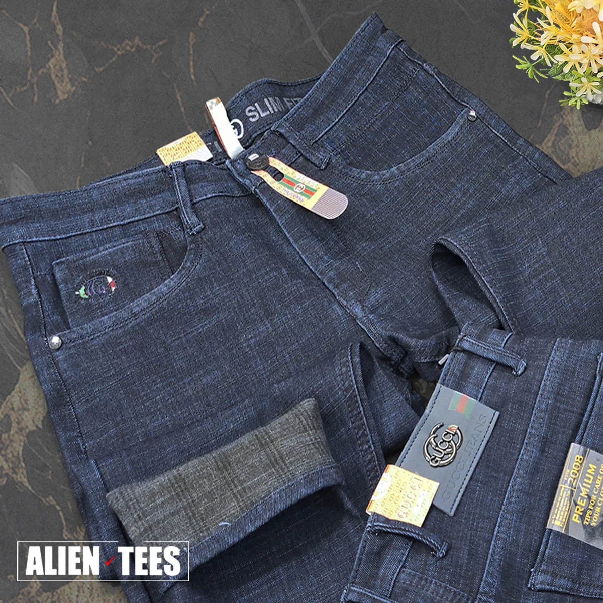 J189 Midnight Blue Weave Denim