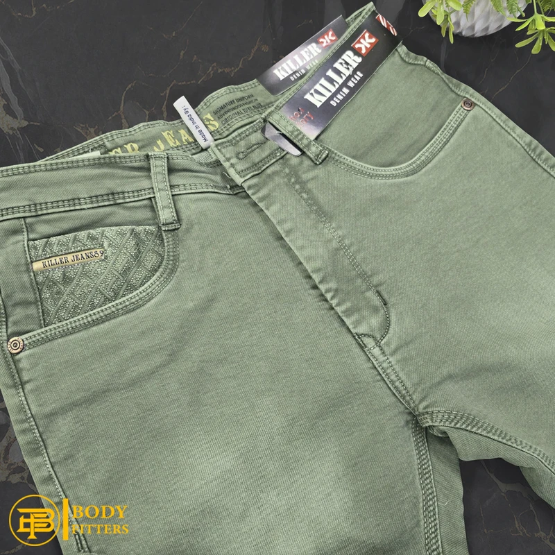 J187 Olive Green Faded Jeans Pant